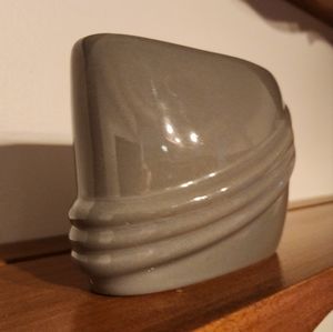 MCM Vase, planter, neutral grey with atomic 3-D rings.